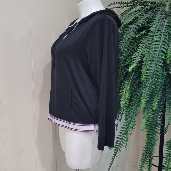 Jockey BLACK Hoodie Activewear V Neck Elastic Waist Hem Stretch Women’s XL-EUC - Picture 3 of 7